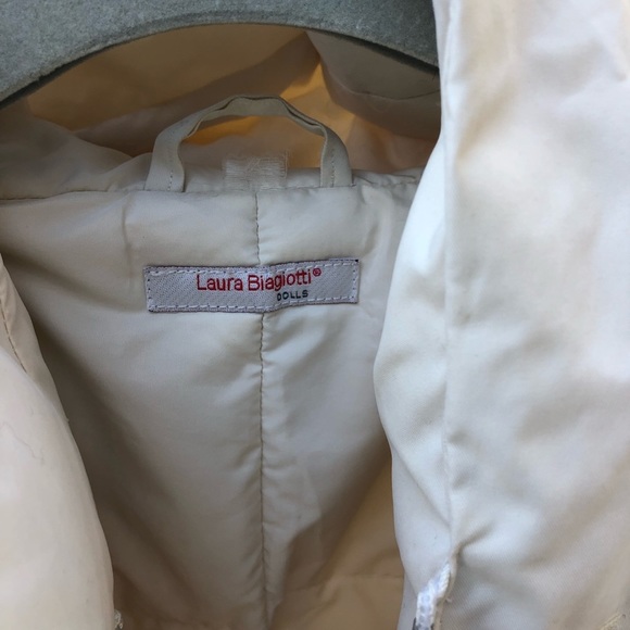 white real down puffer coat Laura Biagiotti Made in Italy size 12kids Women PXS - Picture 5 of 10